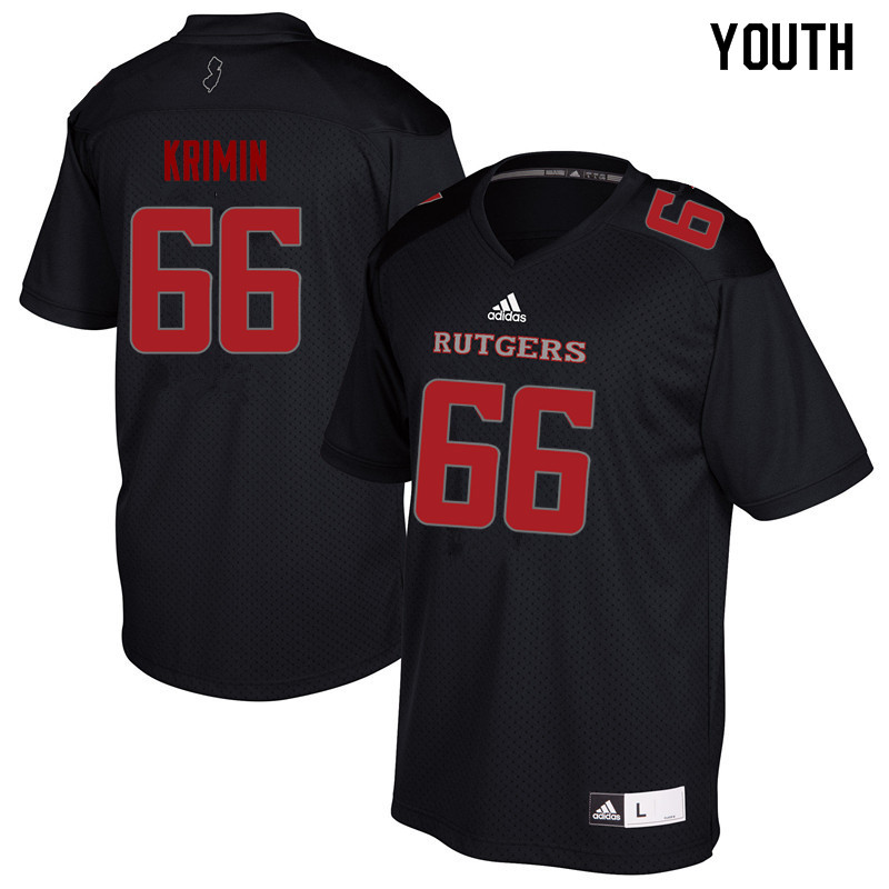 Youth #66 Nick Krimin Rutgers Scarlet Knights College Football Jerseys Sale-Black - Click Image to Close